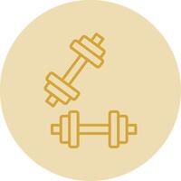 dumbell línea amarillo circulo icono vector