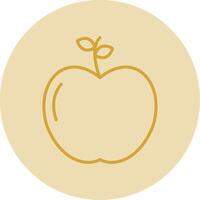 Apple Line Yellow Circle Icon vector