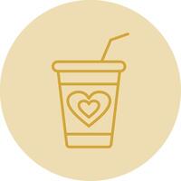 Milkshake Line Yellow Circle Icon vector