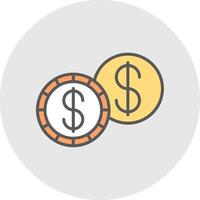 Dollar Line Filled Light Icon vector