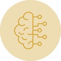 Brain Line Yellow Circle Icon vector