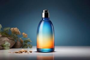 Luxurious Gradient Glass Cosmetic Bottle Mockup photo