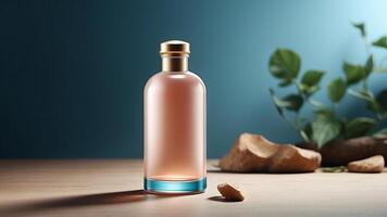 Refined Natural Essence Bottle with Cork Stopper and Turquoise Detailing photo