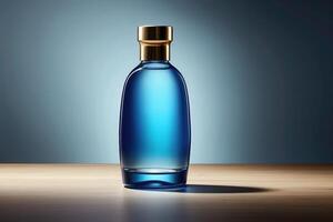 Luxury Blue Gradient Bottle with Golden Cap for Premium Skincare Brands photo