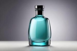 Elegant Teal Glass Skincare Bottle - Premium Cosmetic Mockup photo