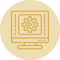 Desktop Computer Line Yellow Circle Icon vector