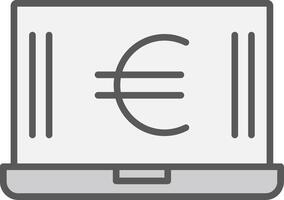 euro ordenador portátil línea lleno ligero icono vector