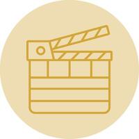 Clapperboard Line Yellow Circle Icon vector