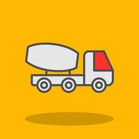 Cement Truck Filled Shadow Icon vector