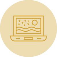 Laptop Line Yellow Circle Icon vector