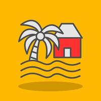 playa casa lleno sombra icono vector