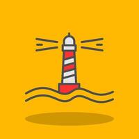 Lighthouse Filled Shadow Icon vector