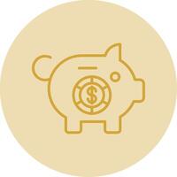 Piggy Bank Line Yellow Circle Icon vector