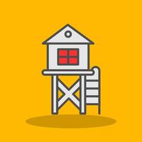 Lifeguard Tower Filled Shadow Icon vector