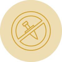 No Knife Line Yellow Circle Icon vector