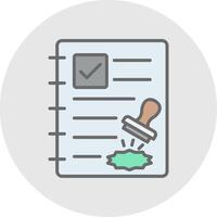 Contract Line Filled Light Icon vector