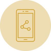 Mobile Phone Line Yellow Circle Icon vector