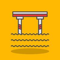 Bridge Filled Shadow Icon vector