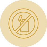 No encendedor línea amarillo circulo icono vector