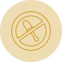 No Screwdriver Line Yellow Circle Icon vector