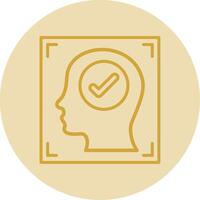 Face Recognition Line Yellow Circle Icon vector