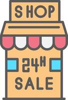 24 Hour Sale Line Filled Light Icon vector