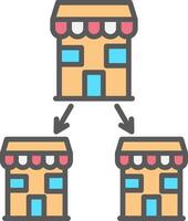 Chain Store Line Filled Light Icon vector