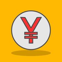 Yen Coin Filled Shadow Icon vector