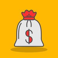 bolso de dinero lleno sombra icono vector