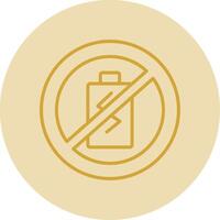 No Battery Line Yellow Circle Icon vector