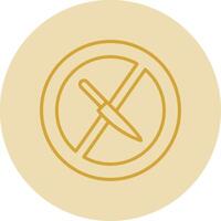 No Knife Line Yellow Circle Icon vector