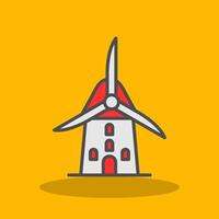 Wind Mill Filled Shadow Icon vector