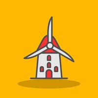 Wind Mill Filled Shadow Icon vector