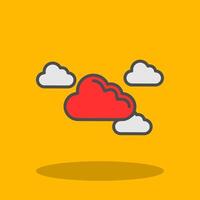 nubes lleno sombra icono vector