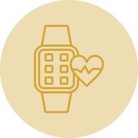Heart Rate Line Yellow Circle Icon vector
