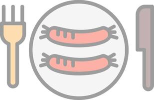 Sausages Line Filled Light Icon vector