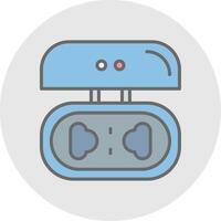 auriculares línea lleno ligero icono vector