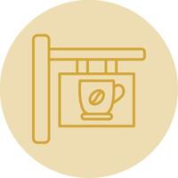 Cafe Signage Line Yellow Circle Icon vector