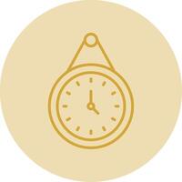 Wall Clock Line Yellow Circle Icon vector