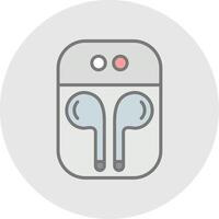 auriculares línea lleno ligero icono vector