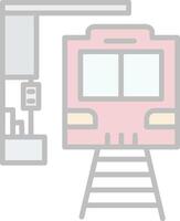 Train Station Line Filled Light Icon vector