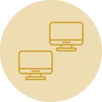 Computers Line Yellow Circle Icon vector