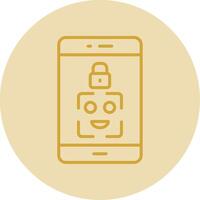 Facial Recognition Line Yellow Circle Icon vector