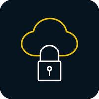 Cloud Lock Line Red Circle Icon vector