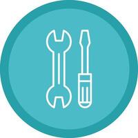 Wrench and Screw Driver Line Multi Circle Icon vector