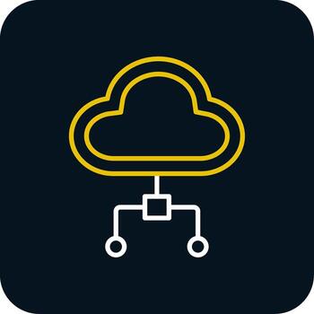 Cloud Computing Line Red Circle Icon vector