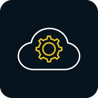 Cloud Settings Line Red Circle Icon vector