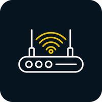 Wifi Router Line Red Circle Icon vector