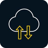 nube datos transferir línea rojo circulo icono vector