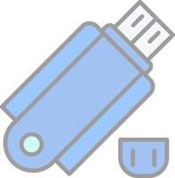 memoria USB línea lleno ligero icono vector